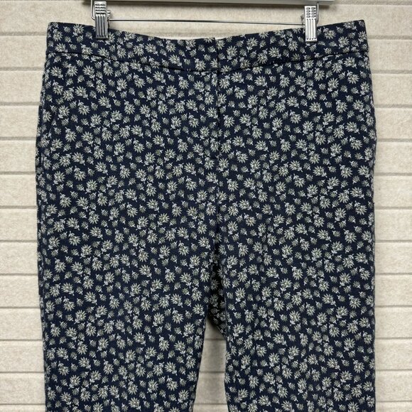 Ann Taylor Womens Devin Fit Blue Floral Print Straight Leg Stretch Pants Size 10 - Picture 2 of 16